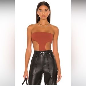 Darcey Cut Out Bodysuit in Rust Size Small